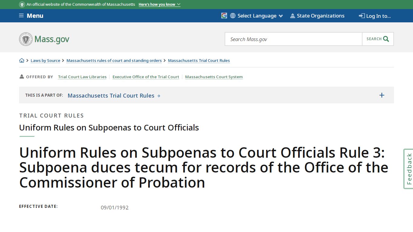 Uniform Rules on Subpoenas to Court Officials Rule 3: Subpoena duces ...