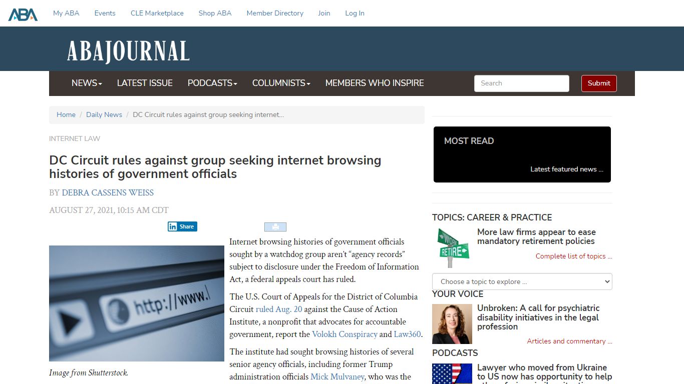 DC Circuit rules against group seeking internet browsing histories of ...